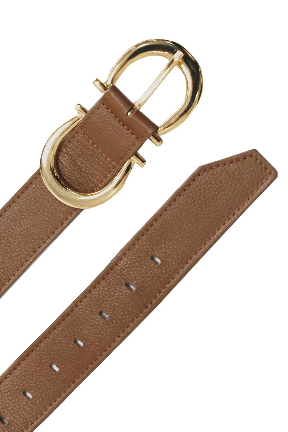 Ivy Double Buckle Belt Tan Soft Leather