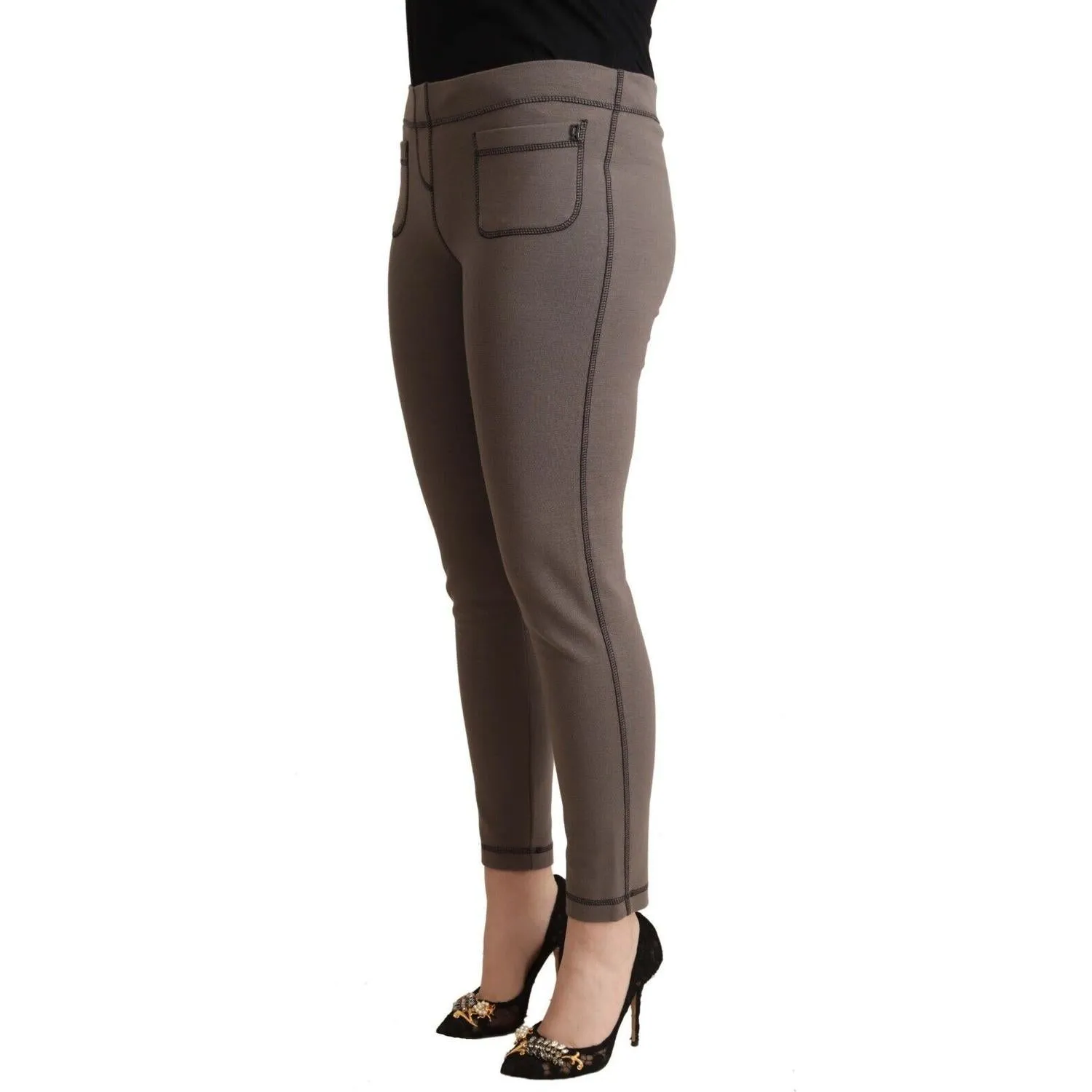 John Galliano Chic Gray Mid Waist Skinny Pants for Sophisticated Style