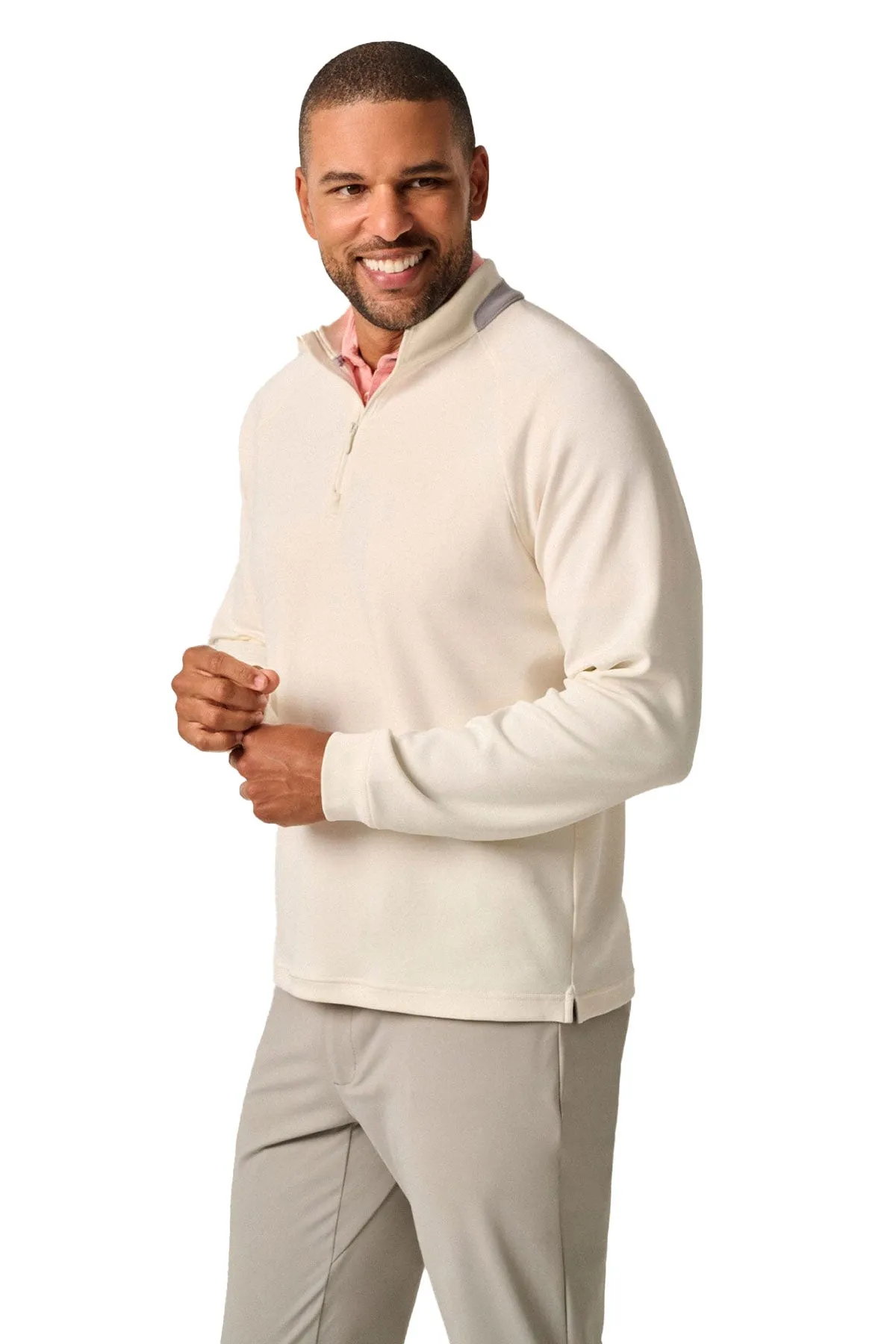 Johnnie O Griggs Performance 1/4 Zip Custom Pullovers, White