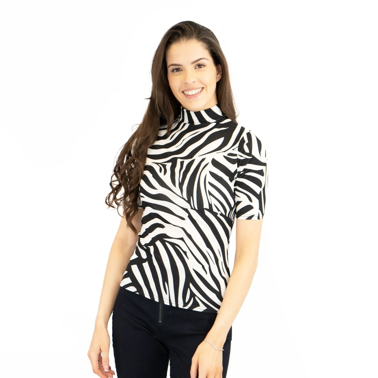 Karen Millen Short Sleeve Zebra Print Tops