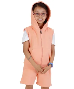 Kids Salmon 2-Piece Gilet and Shorts Set: Salmon