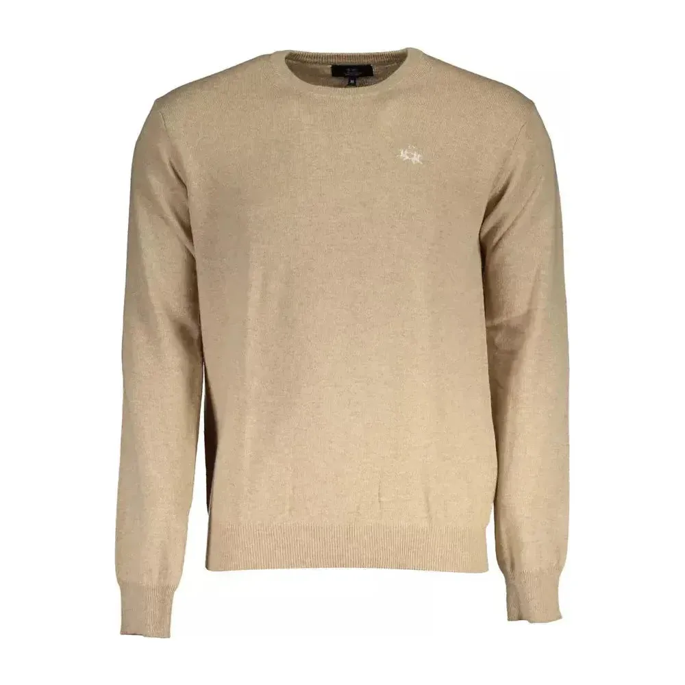 La Martina "Beige Wool Men Sweater Classic Comfort Knitwear"