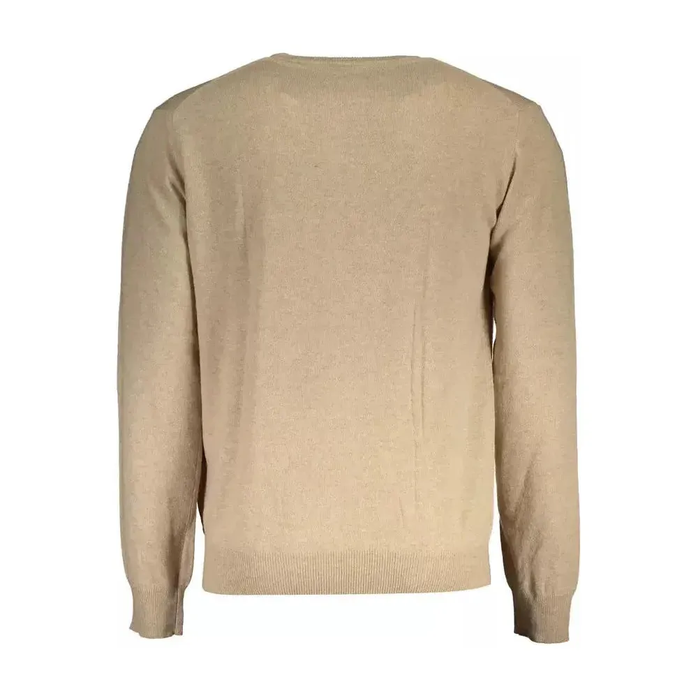 La Martina "Beige Wool Men Sweater Classic Comfort Knitwear"