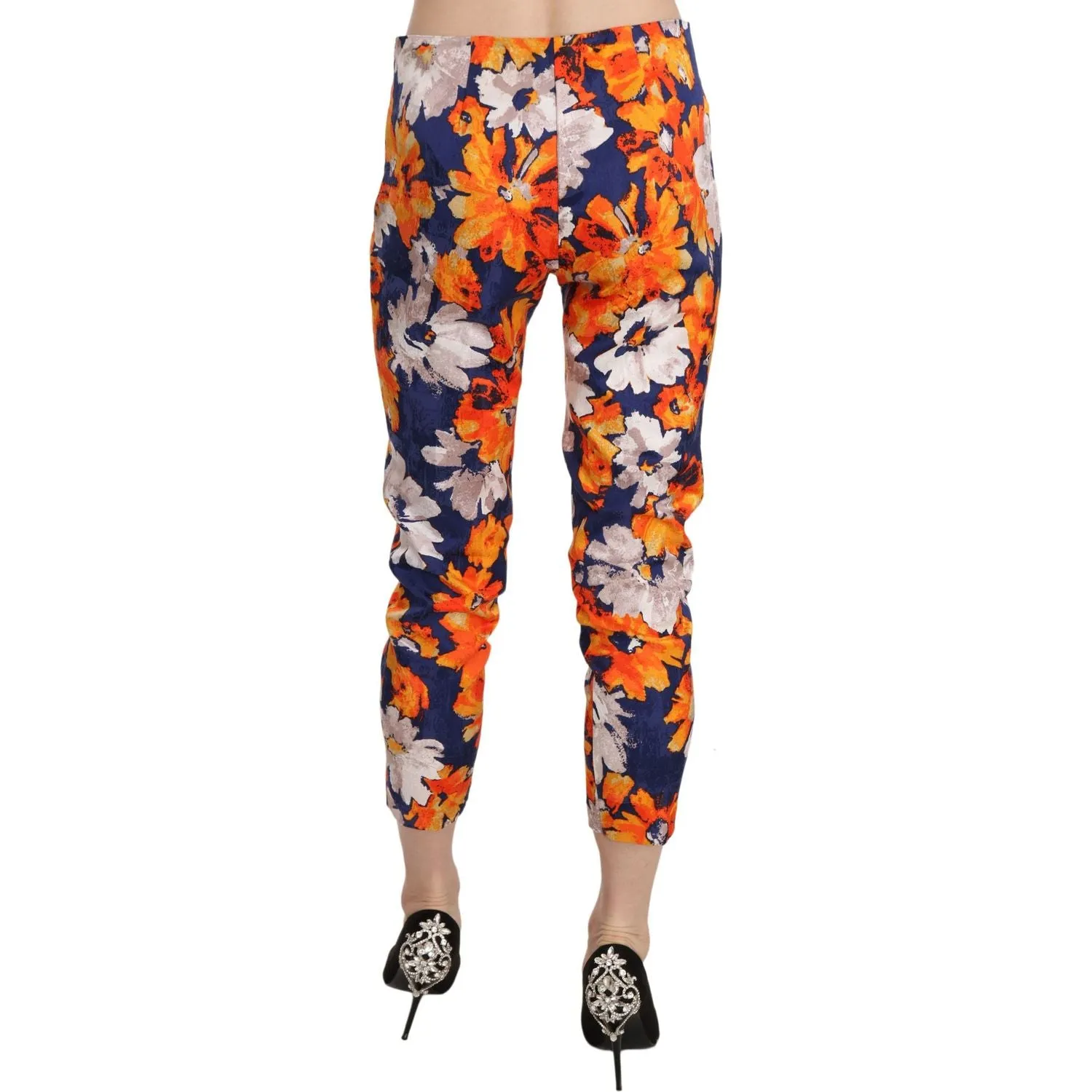 LANACAPRINA Floral Print Skinny Mid-Waist Pants