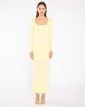 Lemon Yellow Square Neck Maxi Dress