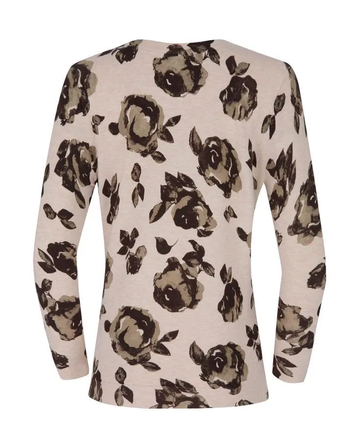 Long Sleeve Crew Neck Floral Sweater