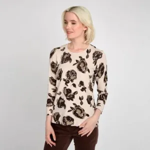 Long Sleeve Crew Neck Floral Sweater