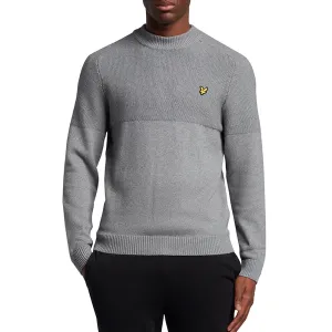 Lyle & Scott Seed Stitch Mock Neck Pullover - Mid Grey Marl