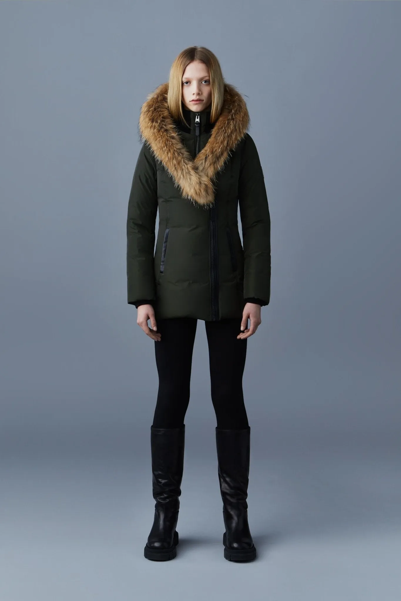 MACKAGE ADALI-F - Down Coat With Natural Fur Signature Mackage Collar