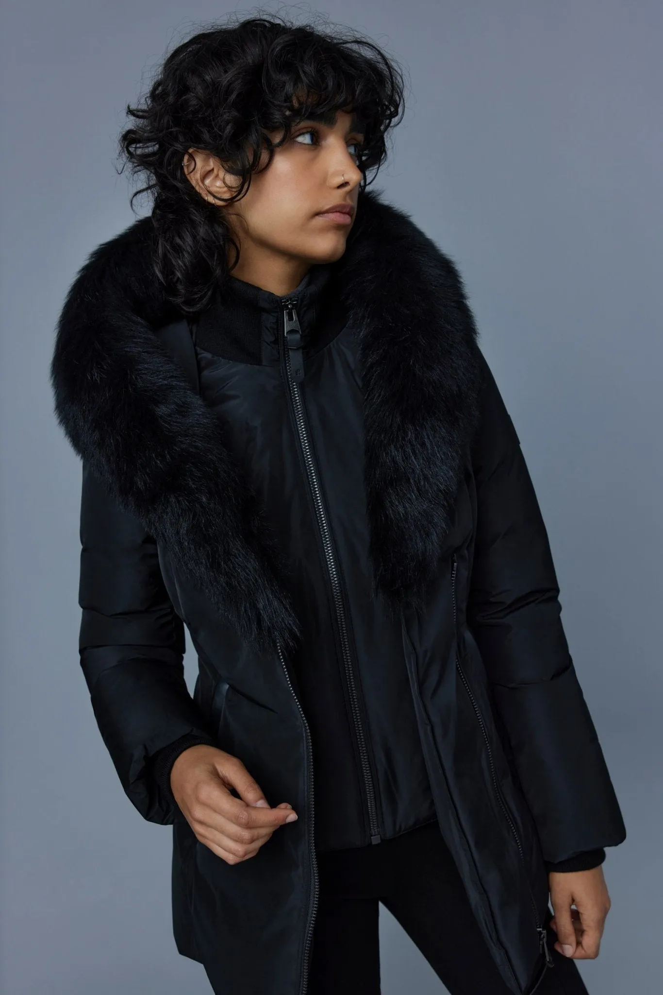 MACKAGE ADALI-SH - Down Coat With Sheepskin Signature Mackage Collar