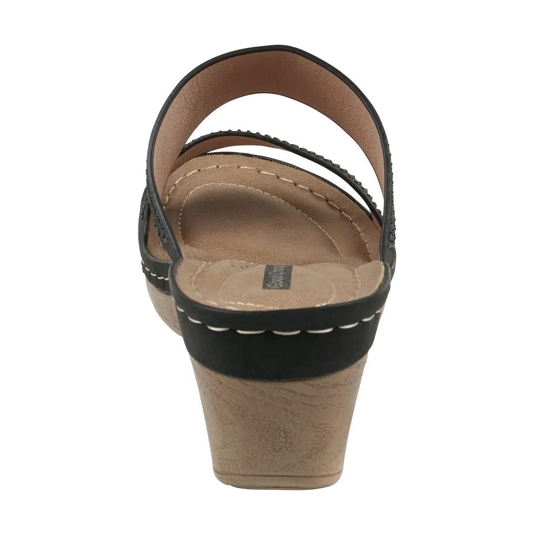 Madore Black Wedge Sandals