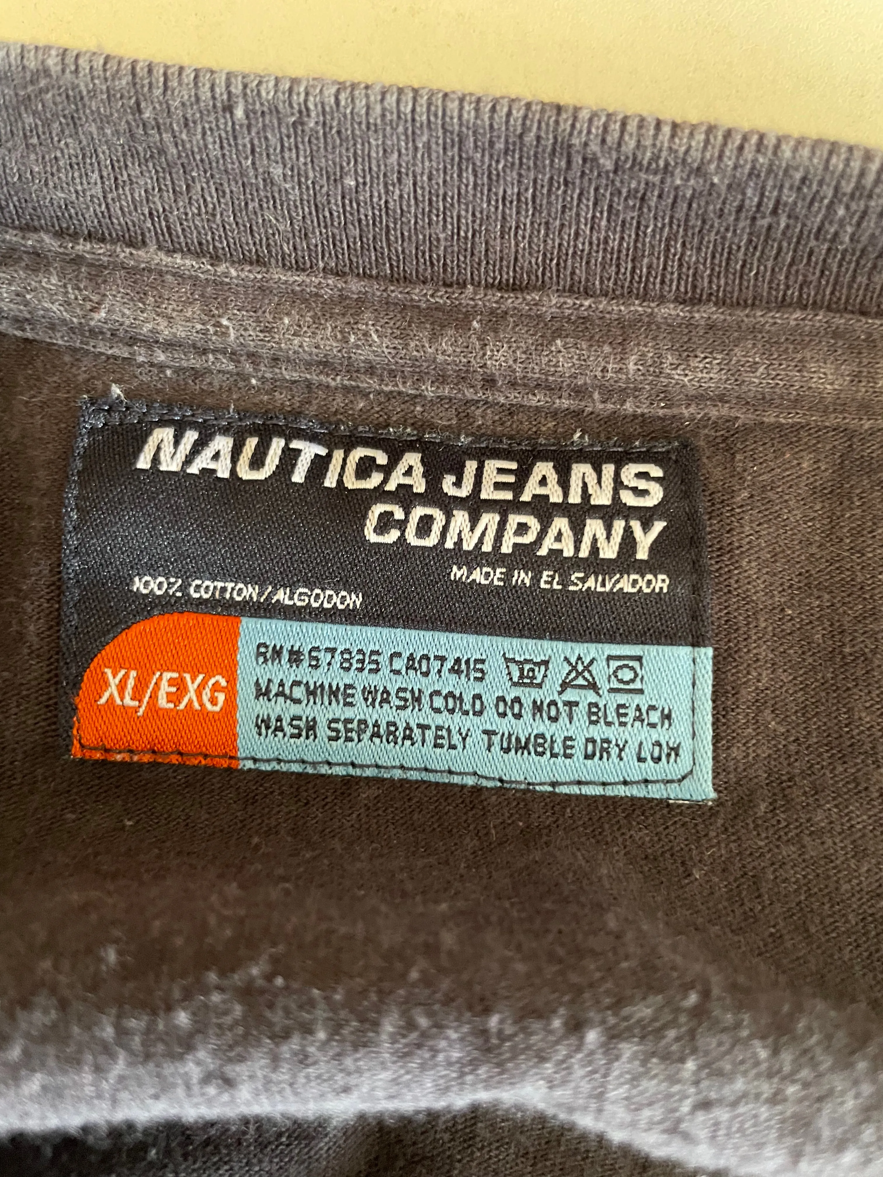 [MEAS] €*^ Mens XLarge Nautica Jeans Company Navy  Blue Long Sleeve T-shirt Cotton