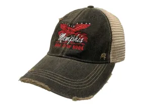 Memphis Non Stop Rock Retro Brand Mudwashed Distressed Mesh Adj Snapback Hat Cap