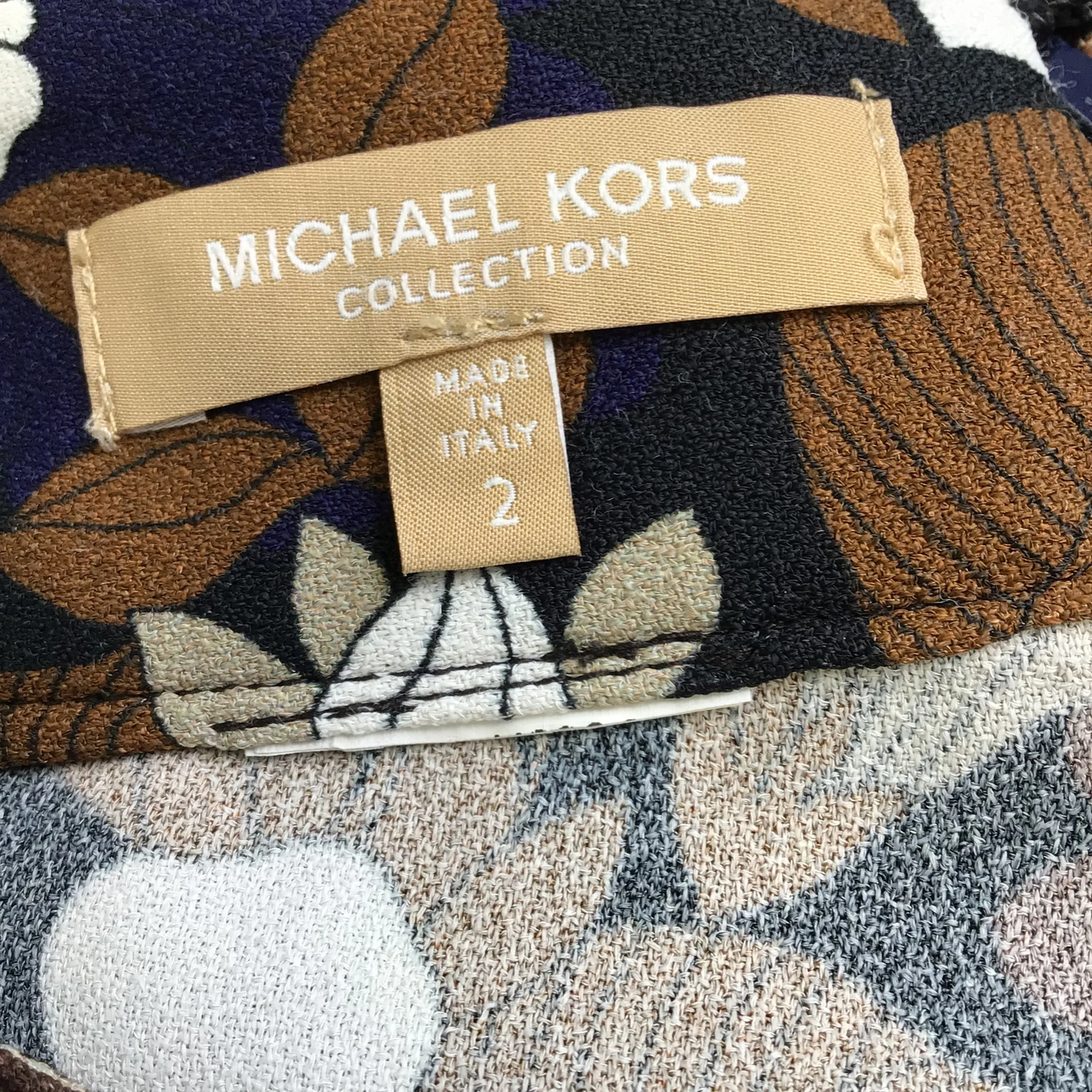 Michael Kors Collection Brown Multi Floral Printed Wide Leg Crepe Pants