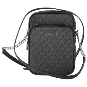 Michael Kors Medium Signature Leather North South Chain Crossbody Handbag Black