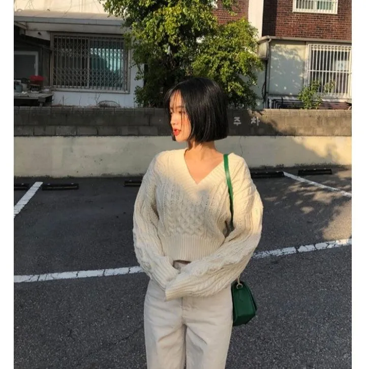 Mninmalist Korean style sweet knitted sweater