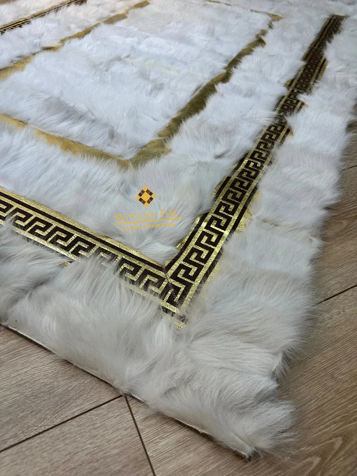 Modern Real Sheepskin White Gold 8x10 Office Rug,Non Slip Handmade Rug