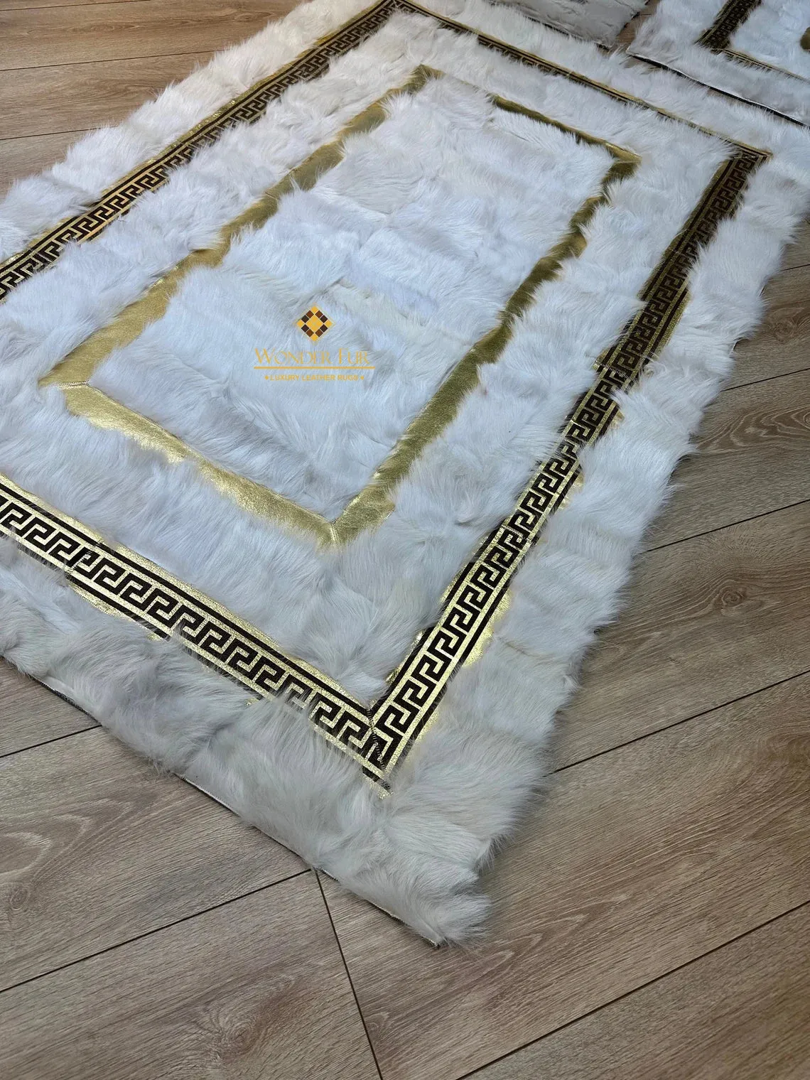 Modern Real Sheepskin White Gold 8x10 Office Rug,Non Slip Handmade Rug