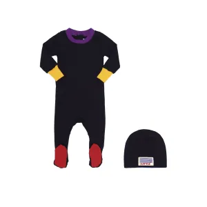 Navy and Purple Colorblock Footie