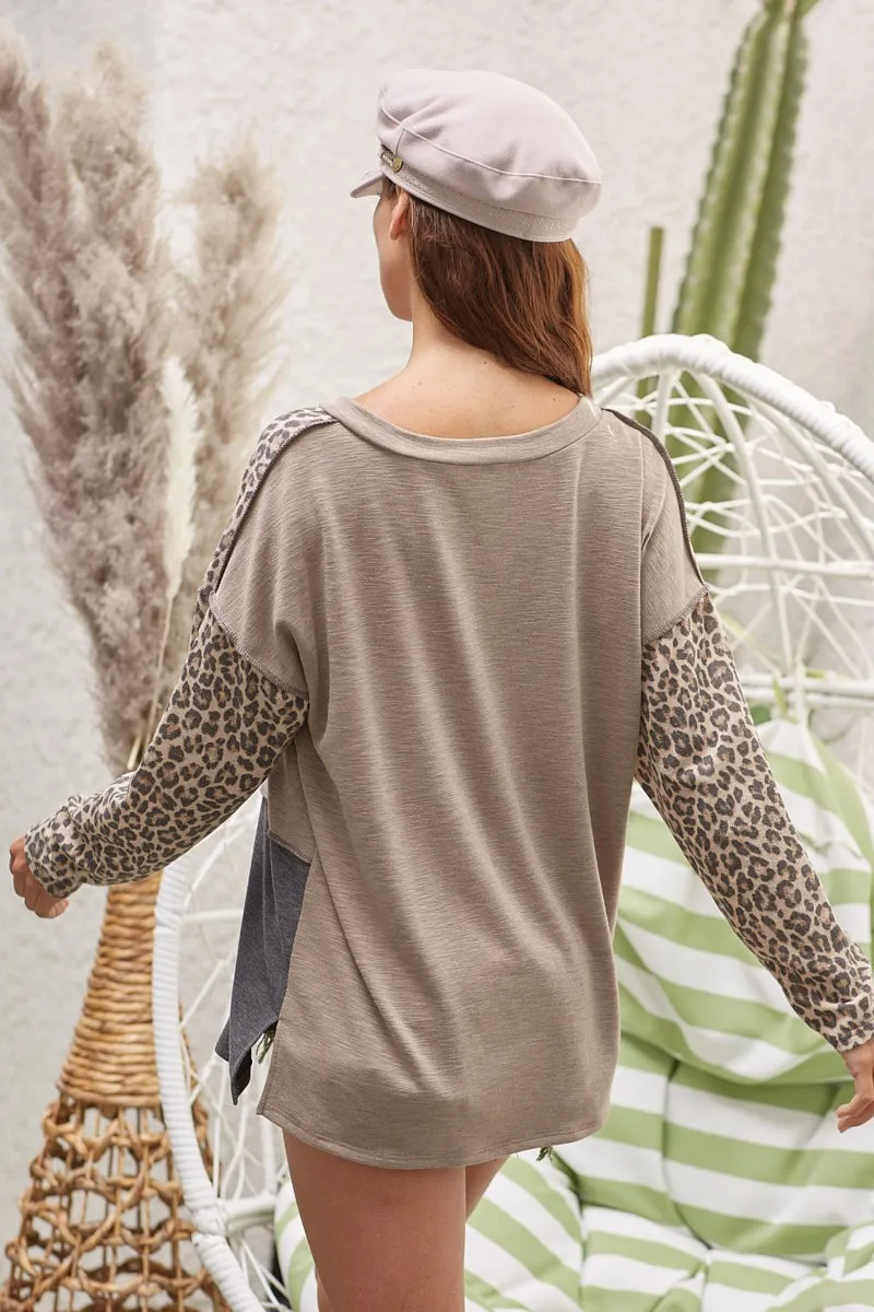 Never Stray French Terry Leopard Top