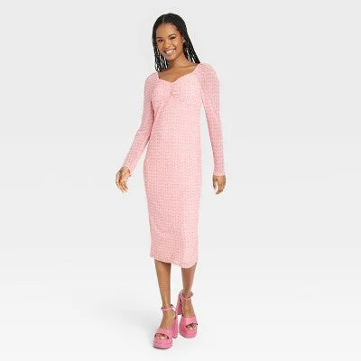 New - House of Aama Women's A-Line Midi Dress Long Sleeve