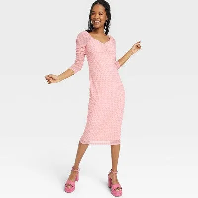 New - House of Aama Women's A-Line Midi Dress Long Sleeve