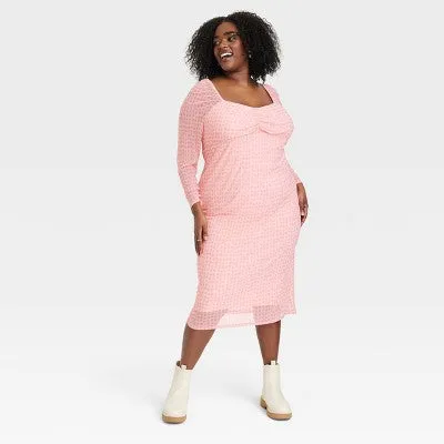 New - House of Aama Women's A-Line Midi Dress Long Sleeve