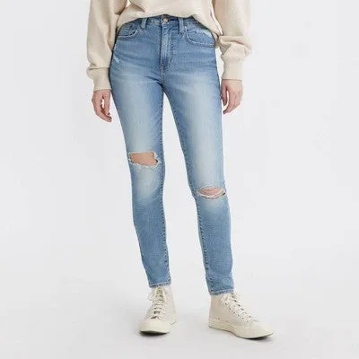 New - Levi's Women's 721 High Rise Skinny Leg Tailored Distressed Jeans Mid-Stretch Denim