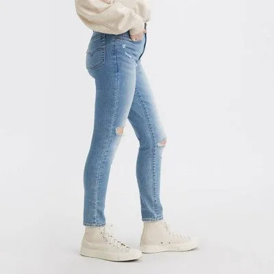 New - Levi's Women's 721 High Rise Skinny Leg Tailored Distressed Jeans Mid-Stretch Denim