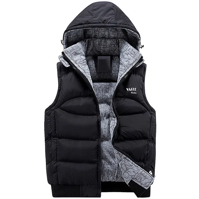 New Mens Jacket Sleeveless veste homme Winter Fashion Casual Coats Male Hooded Cotton-Padded Men's Vest men Thickening Waistcoat