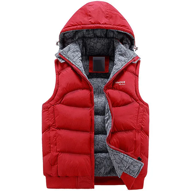 New Mens Jacket Sleeveless veste homme Winter Fashion Casual Coats Male Hooded Cotton-Padded Men's Vest men Thickening Waistcoat