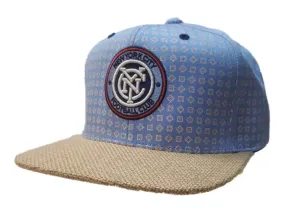 New York City FC Mitchell & Ness Blue Pattern Tweed Structured Flat Bill Hat