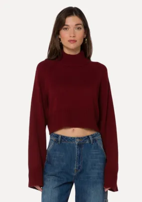 Oaklynn Long Sleeve Mock Top - Cabernet