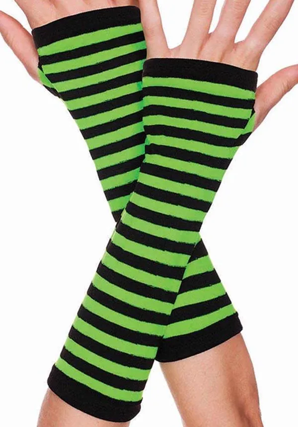 Opaque Striped [Black/Neon Green] | ARM WARMERS