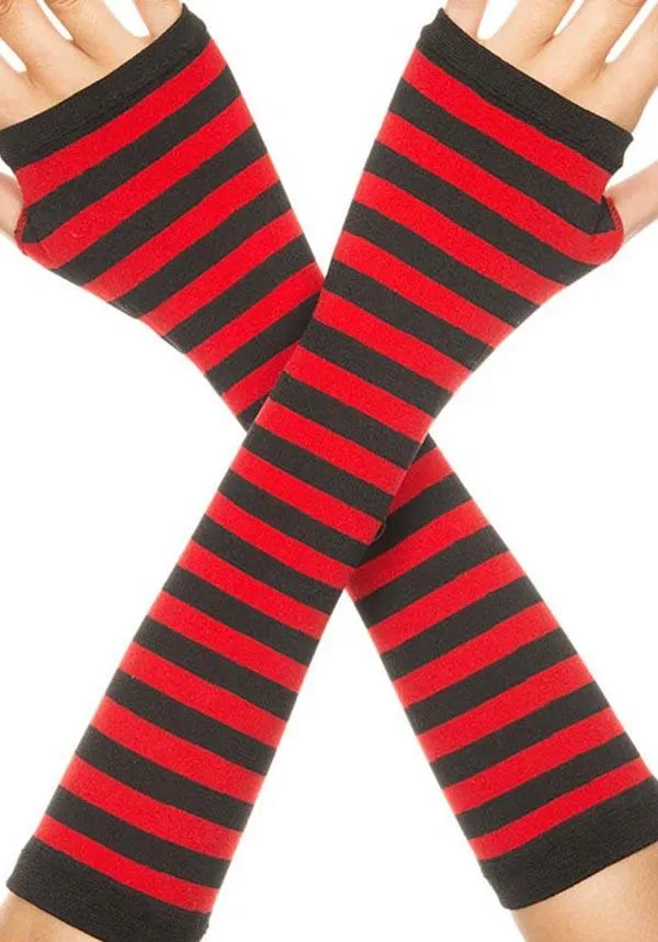 Opaque Striped [Black/Red] | ARM WARMERS