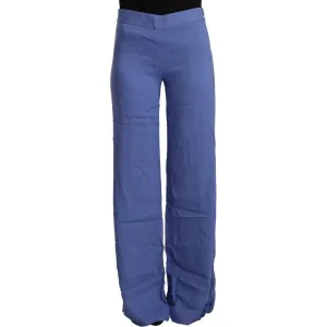 P.A.R.O.S.H. Chic Wide-Leg High Waist Blue Trousers