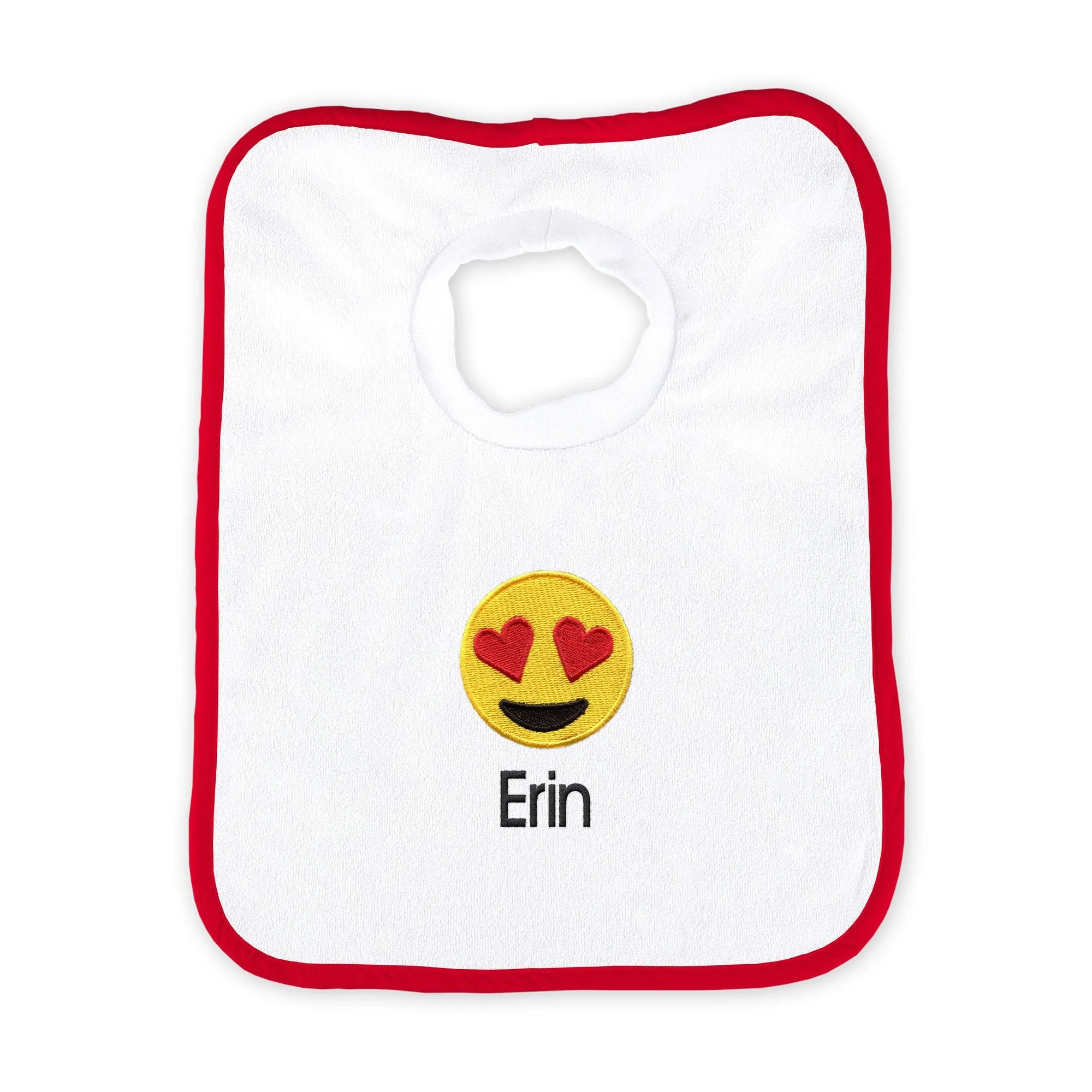 Personalized Heart Eyes Emoji Bib