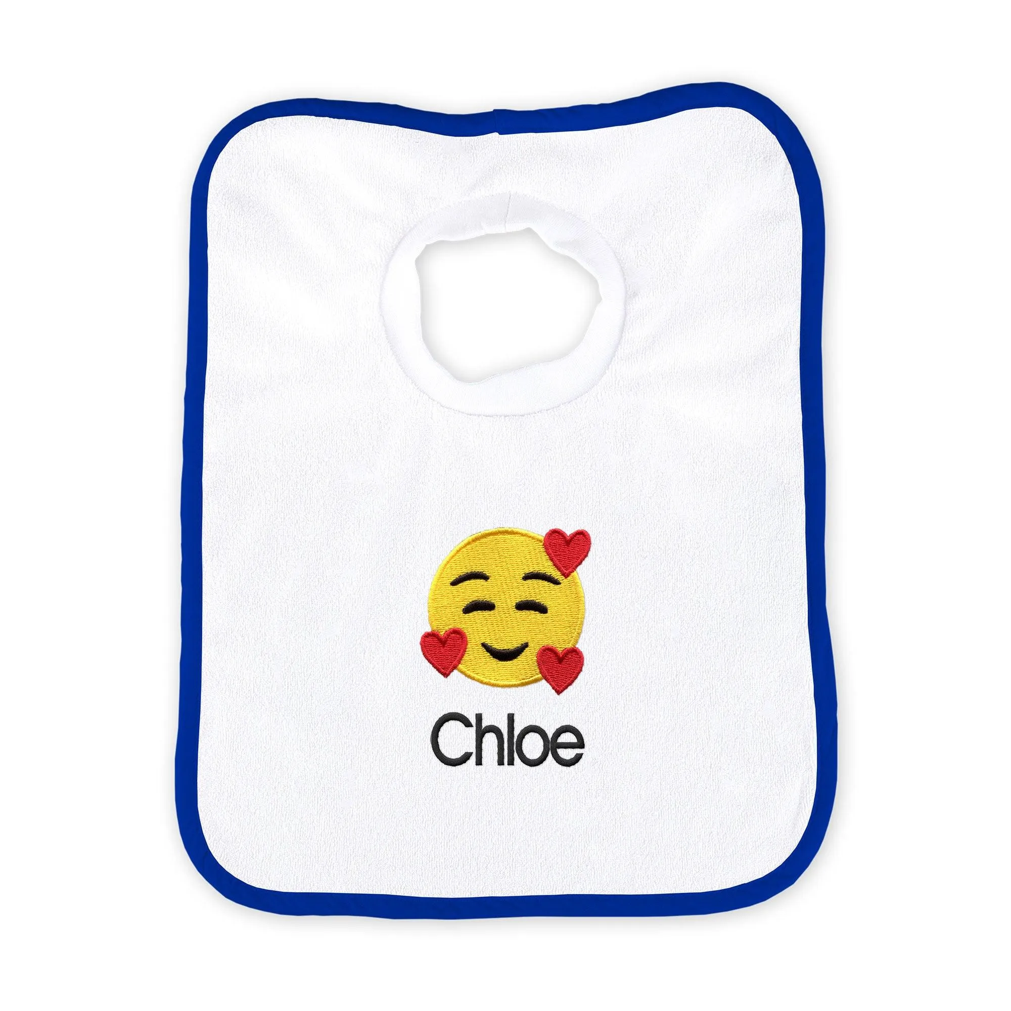 Personalized Smiling Hearts Emoji Bib