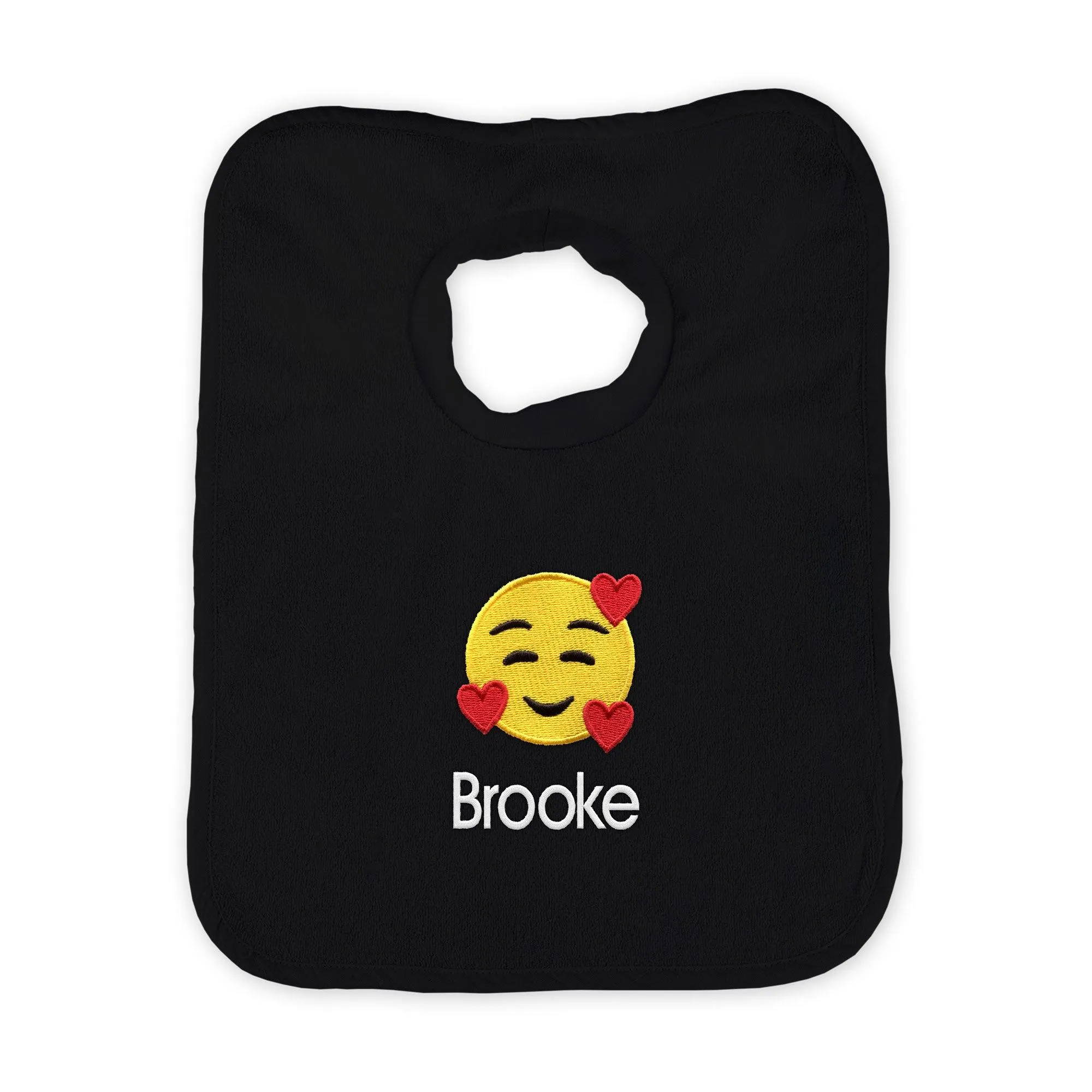 Personalized Smiling Hearts Emoji Bib