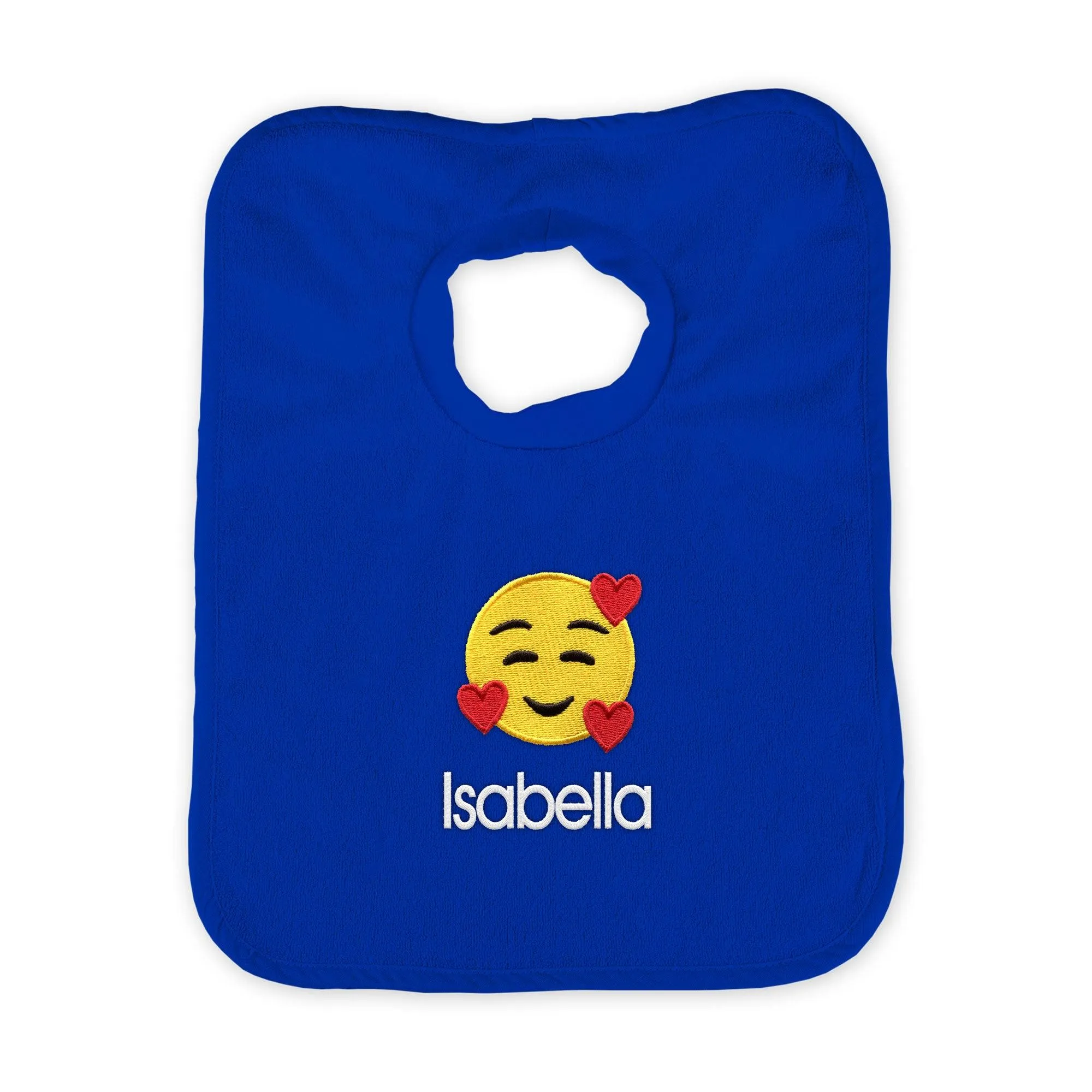 Personalized Smiling Hearts Emoji Bib