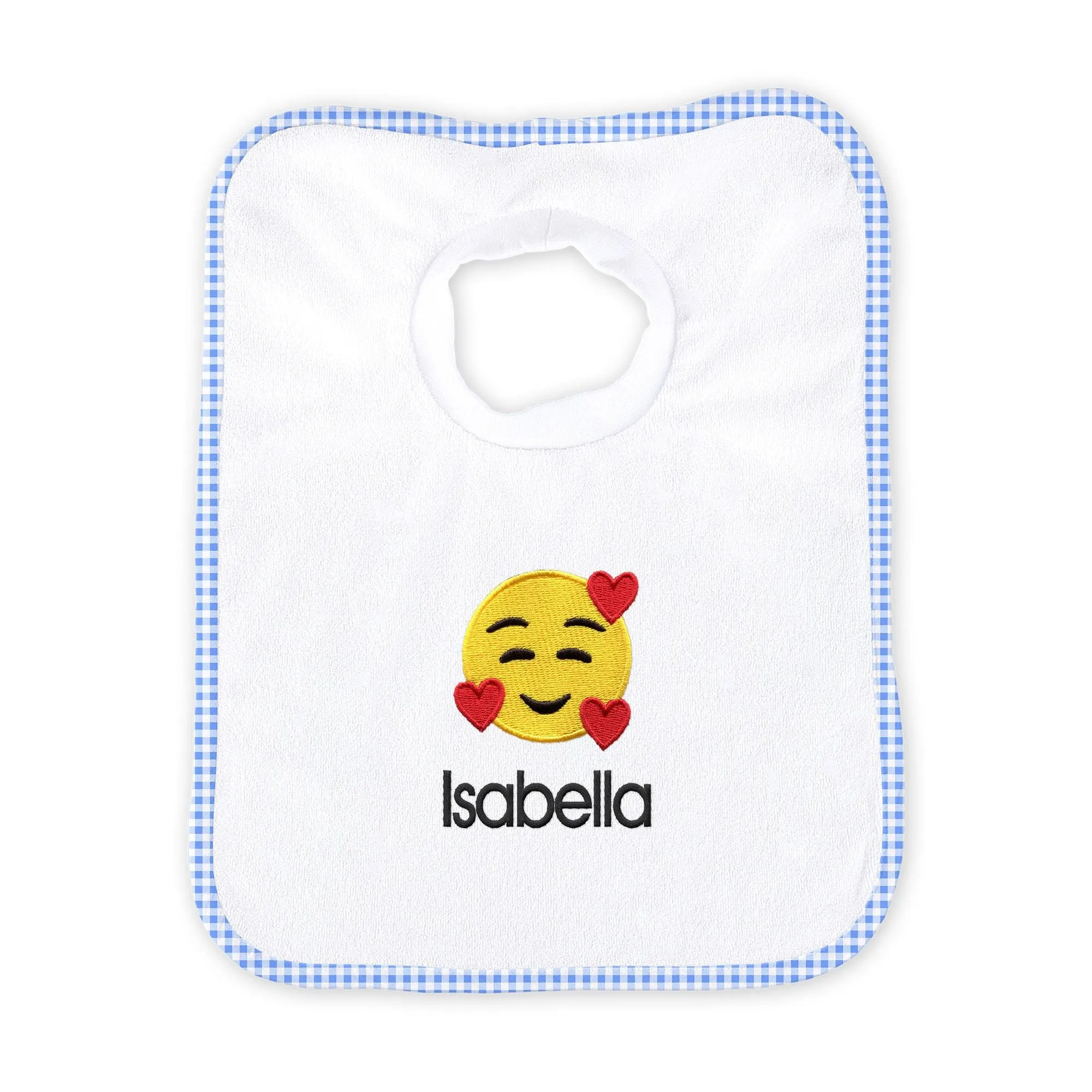 Personalized Smiling Hearts Emoji Bib