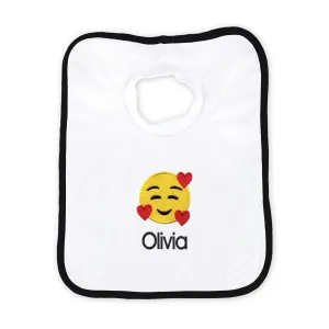 Personalized Smiling Hearts Emoji Bib