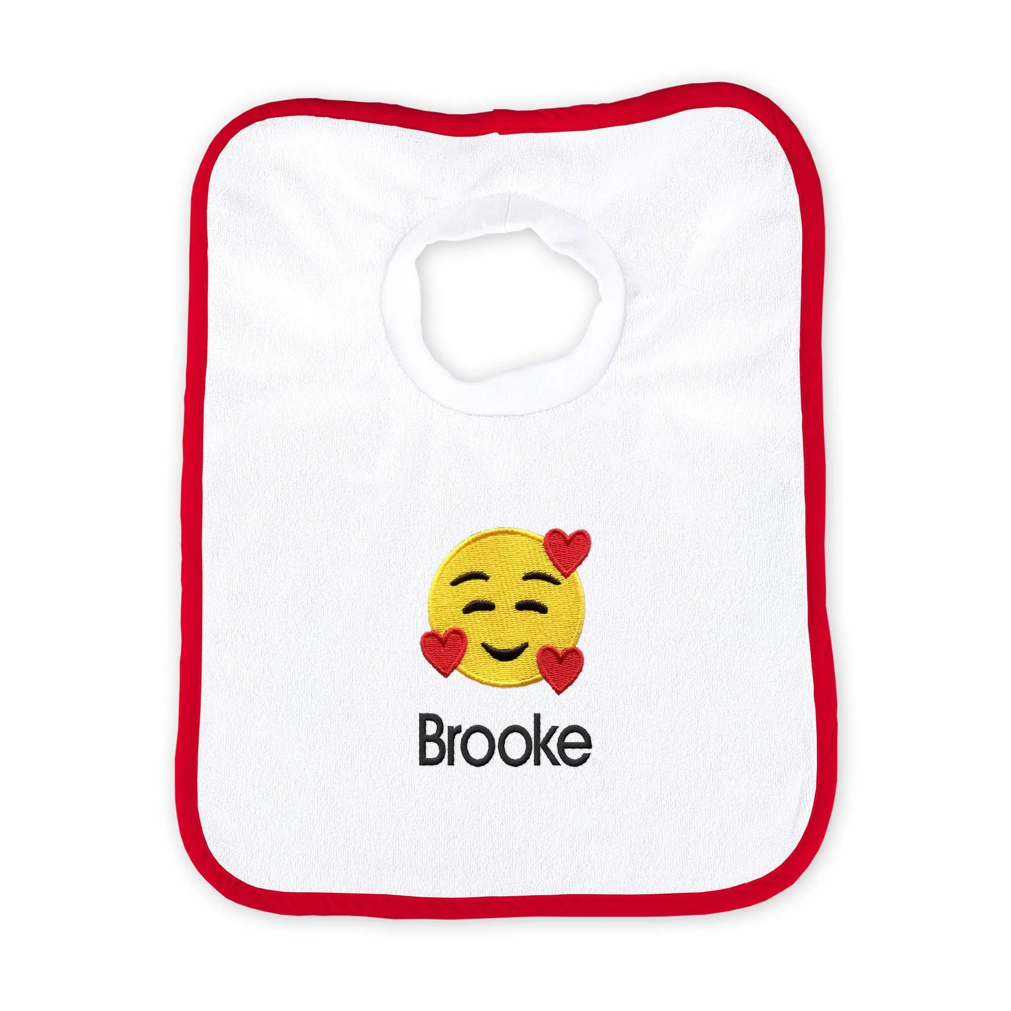 Personalized Smiling Hearts Emoji Bib