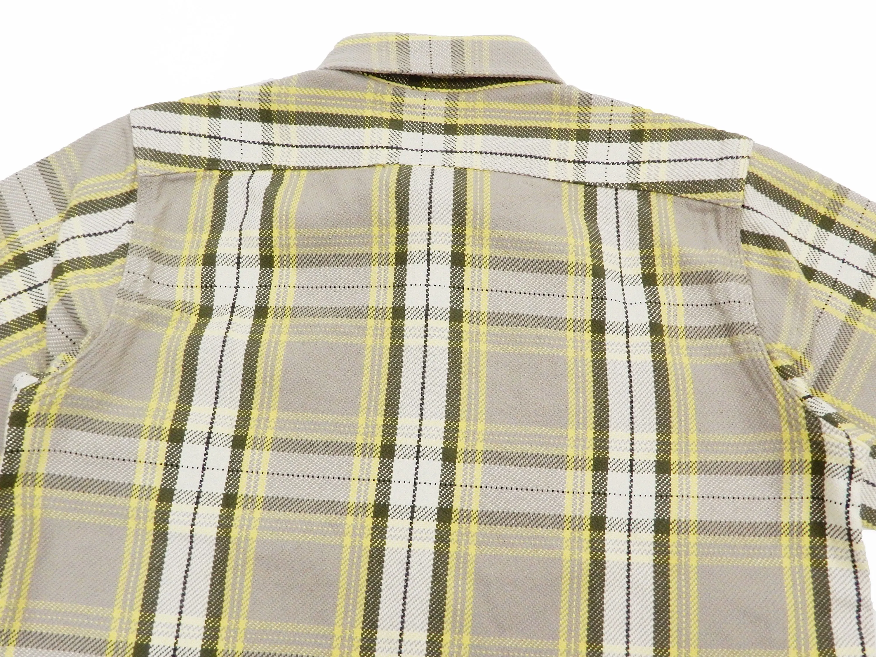 Pherrow's Plaid Flannel Shirt Mens Long Sleeve Checked Button Up Shirt 21W-720WS Beige/Yellow