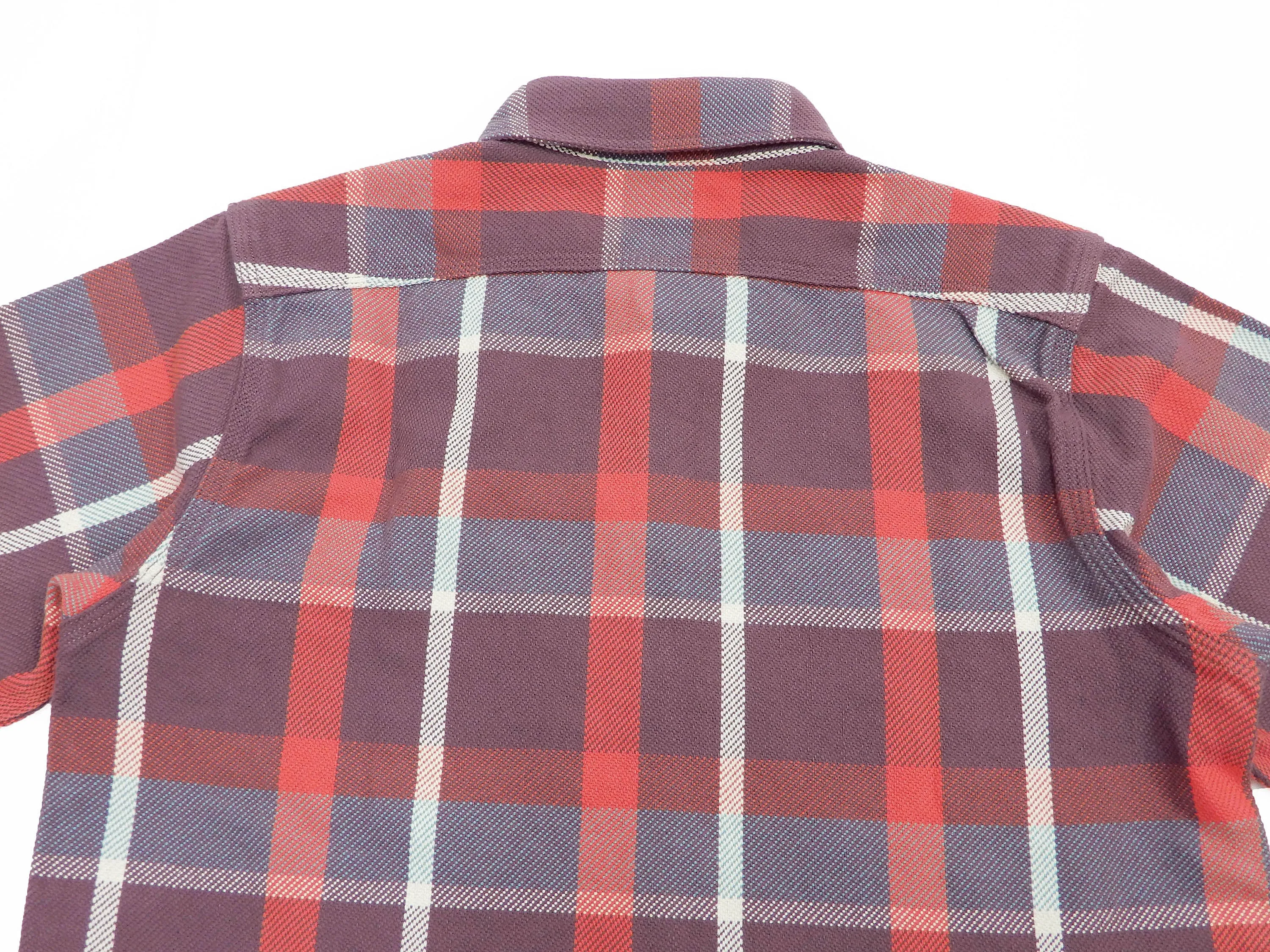 Pherrow's Plaid Flannel Shirt Mens Long Sleeve Checked Button Up Shirt 21W-720WS Purple/Red