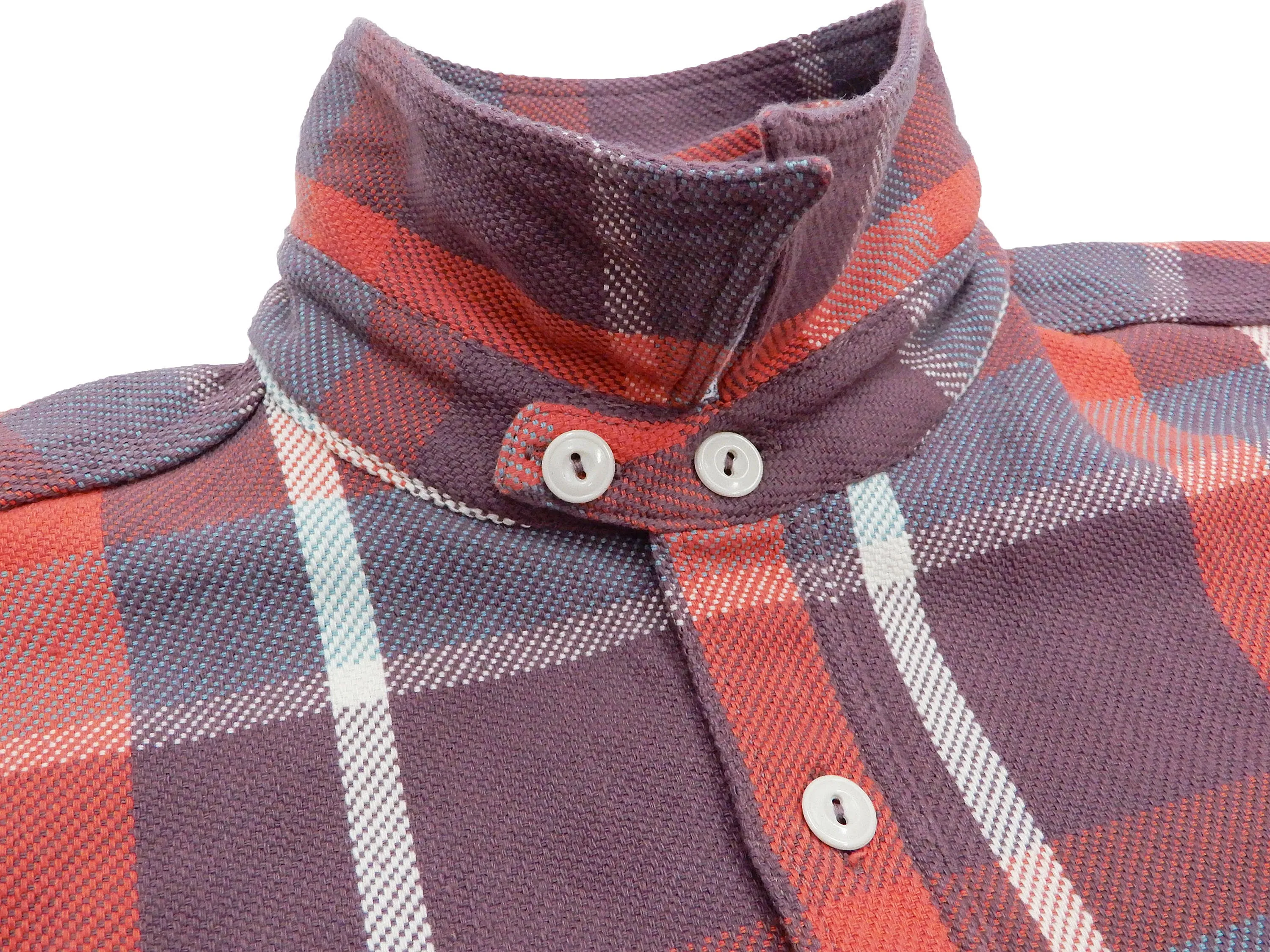 Pherrow's Plaid Flannel Shirt Mens Long Sleeve Checked Button Up Shirt 21W-720WS Purple/Red