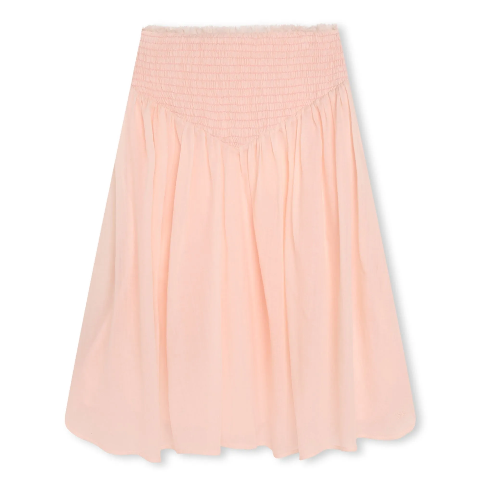 Pink Smocked Waist Maxi Skirt