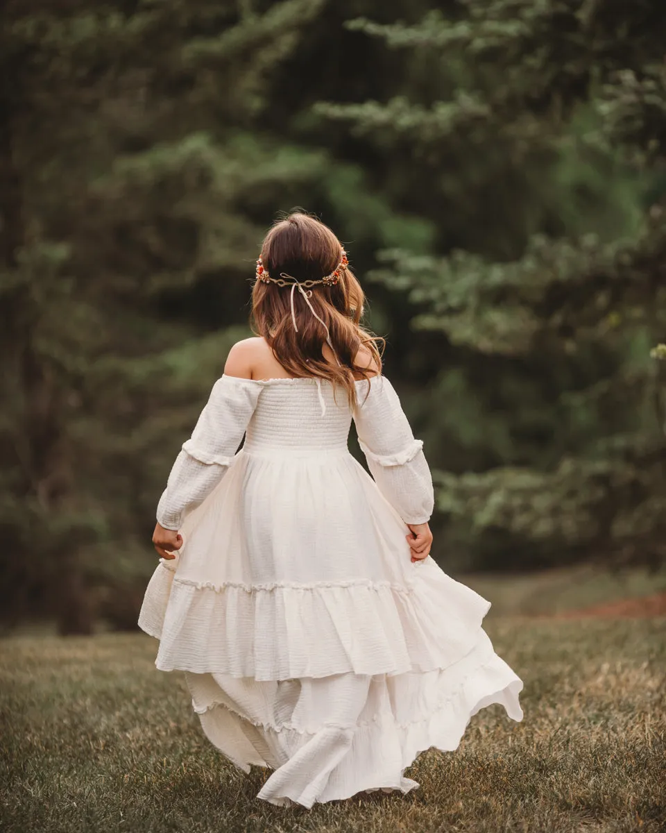 Pippa Double Ruffle Maxi (soft ivory muslin)