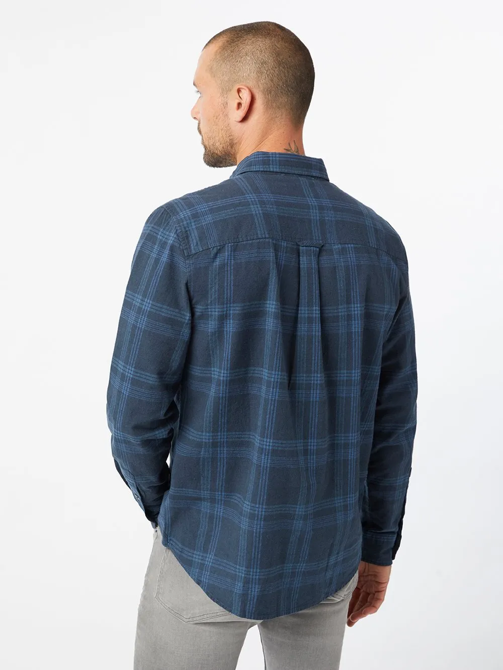 Plaid Single Pocket Shirt -- Navy Multi