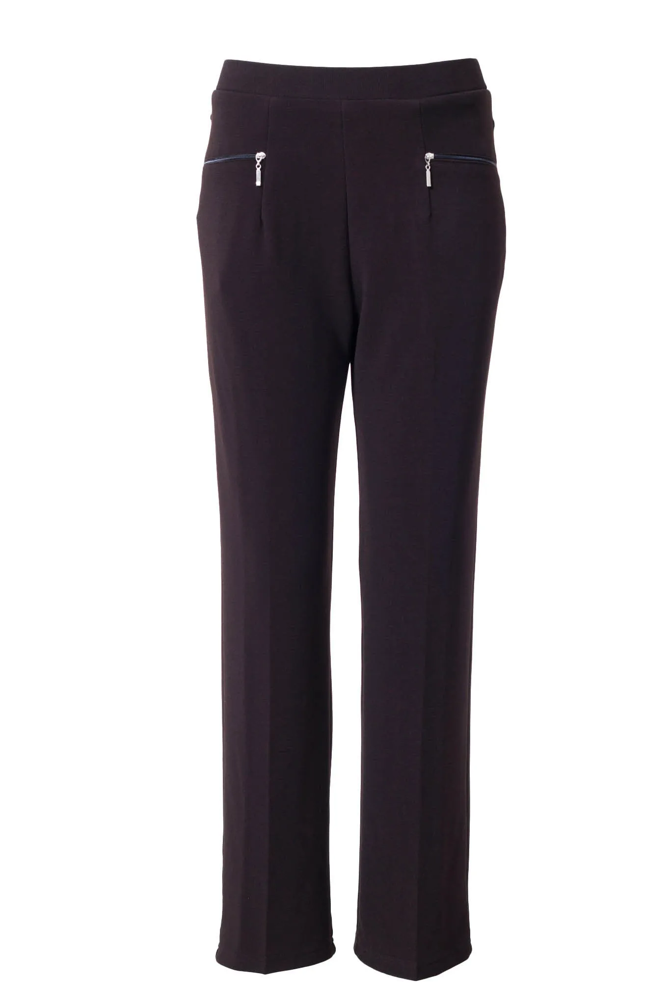 Plain Pants with Zipper Pocket - Brown